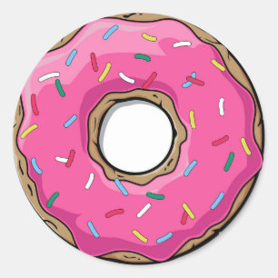Pegatina Redonda Donut rosado personalizado con rociadores