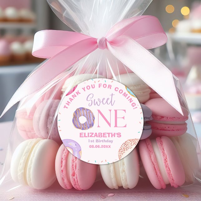 Pegatina Redonda Donut Sweet One Birthday Party Donut Birthday (Subido por el creador)