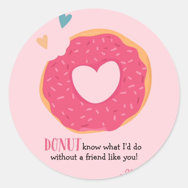 Pegatina Redonda Donut Valentine (Anverso)