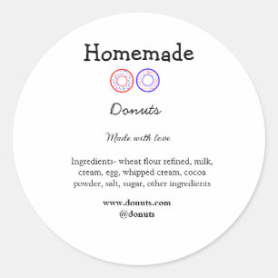 Pegatina Redonda Donuts caseros hechos con amor agregar sitio web d