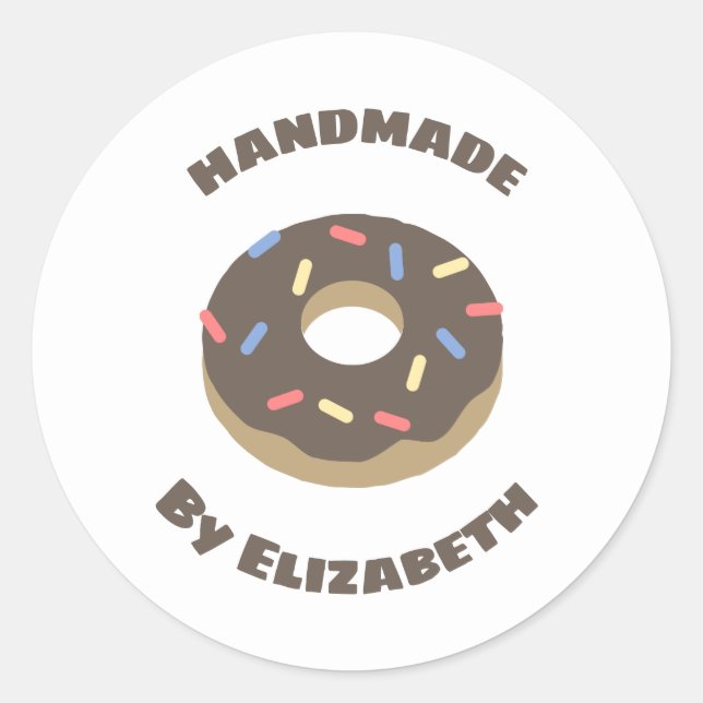 Pegatina Redonda Donuts hechos a mano (Anverso)