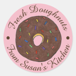 Pegatina Redonda Donuts recién horneados desde la cocina