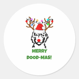 Pegatina Redonda Dood Doodle Dood-Mas Funny Dog Navidades