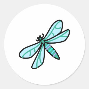 Pegatina Redonda doodle a Dragonfly