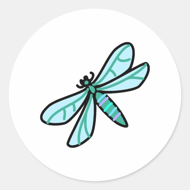 Pegatina Redonda doodle a Dragonfly (Anverso)
