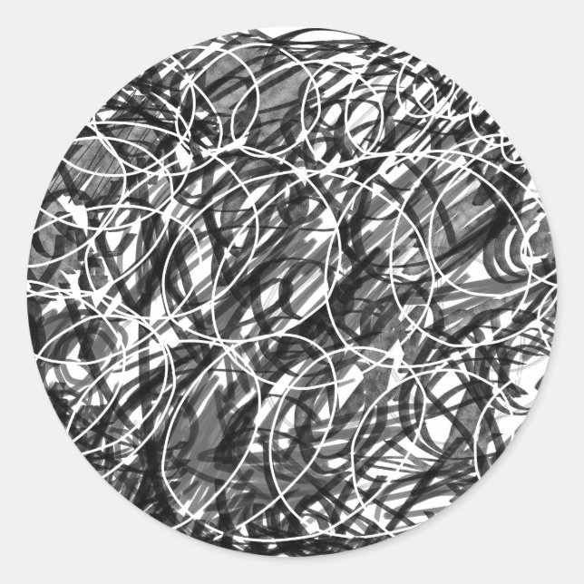 Pegatina Redonda Doodle abstracto de la prisa del tiempo (Anverso)