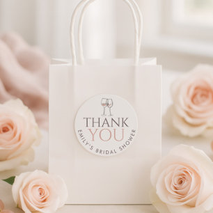 Pegatina Redonda Doodle Copas de Vino Gracias Despedida de Soltera