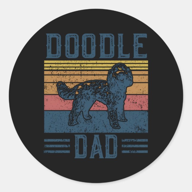 Pegatina Redonda Doodle Dad Aussie Doodle Goldendoodle (Anverso)