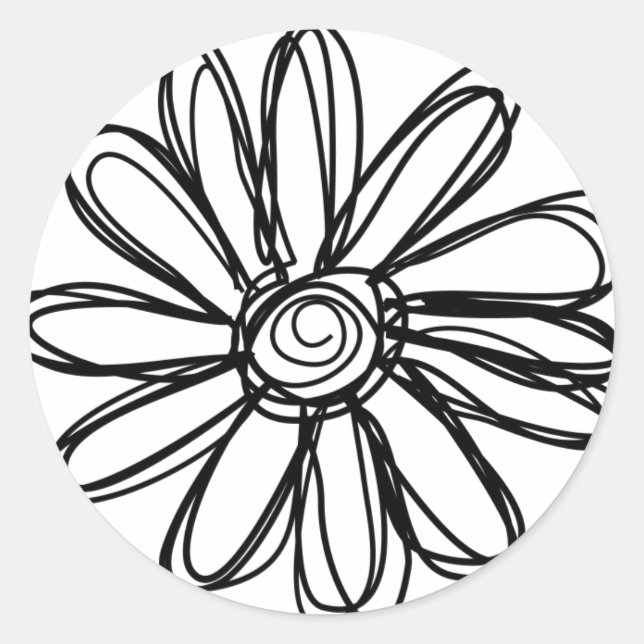 Pegatina Redonda Doodle de flores (Anverso)