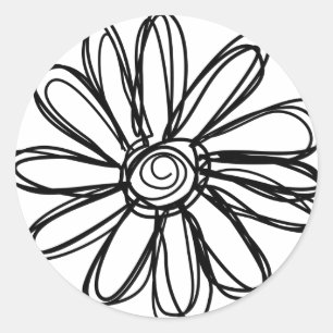 Pegatina Redonda Doodle de flores