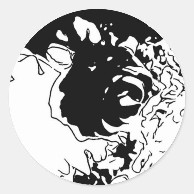 Pegatina Redonda Doodle de flores (Anverso)