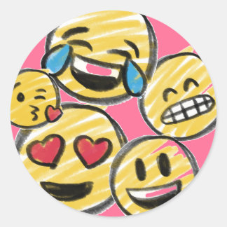 Pegatina Redonda Doodle Emoji Personalizado Tween Adolescente Cumpl