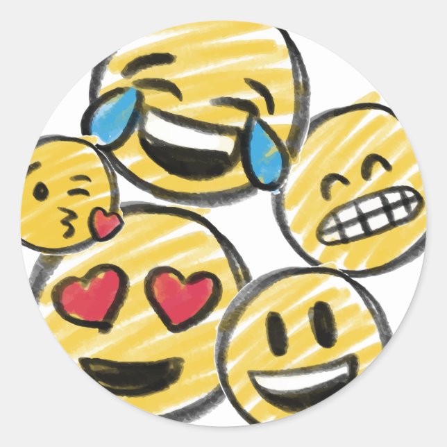 Pegatina Redonda Doodle Emoji Personalizado Tween Adolescente Cumpl (Anverso)