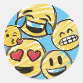 Pegatina Redonda Doodle Emoji Personalizado Tween Adolescente Cumpl
