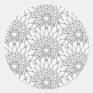 Pegatina Redonda Doodle floral del jardín