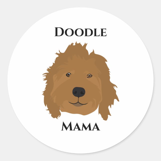 Pegatina Redonda Doodle Mama (Anverso)
