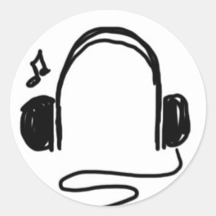Pegatina Redonda Doodle para auriculares en blanco