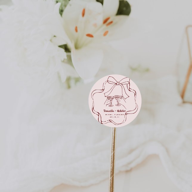 Pegatina Redonda Doodle retro caprichoso | BODA (Subido por el creador)