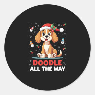 Pegatina Redonda Doodle Todo El Camino Gorra De Santa Divertida Gol