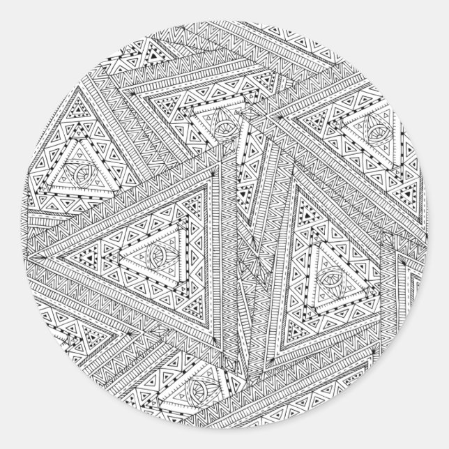 Pegatina Redonda Doodle tribal 2 (Anverso)