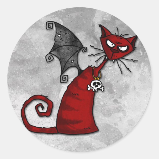 Pegatina Redonda doom kitty (Anverso)