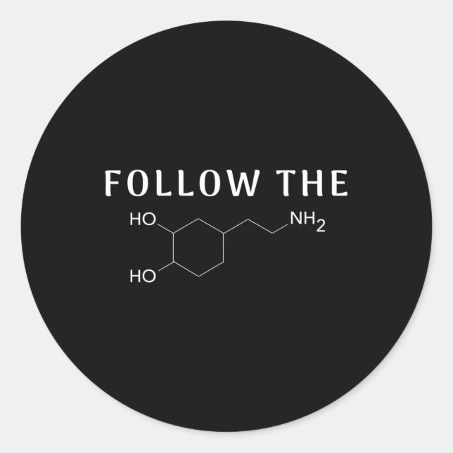 Pegatina Redonda Dopamina Chemical Structure Fun Science Mental (Anverso)