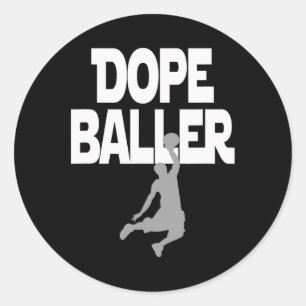 Pegatina Redonda Dope Baller Baloncesto. Me encanta el Baloncesto P