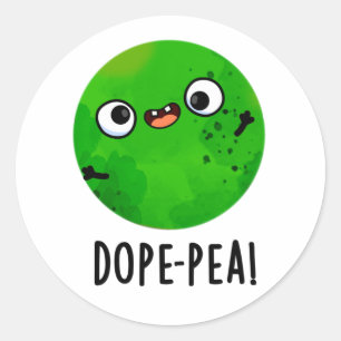 Pegatina Redonda Dope-pea Funny Dopey Pea Pun