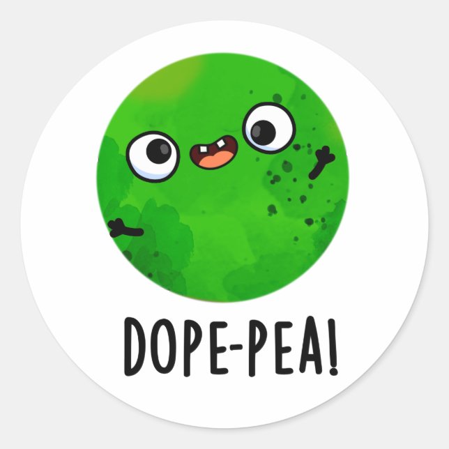 Pegatina Redonda Dope-pea Funny Dopey Pea Pun (Anverso)