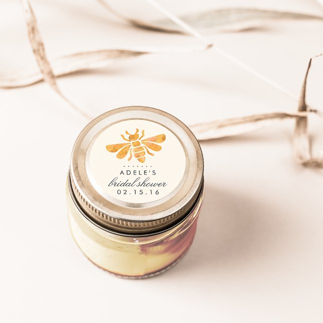 Pegatina Redonda Dorado Bee Watercolor Bridal Shower (Subido por el creador)