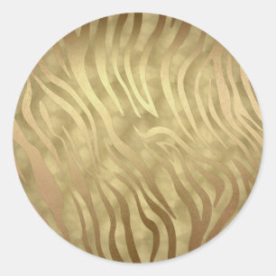 Pegatina Redonda Dorado Lujo Lujoso Zebra Jungle Safari Glam