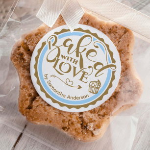 Pegatina Redonda Dorado personalizado al horno con amor