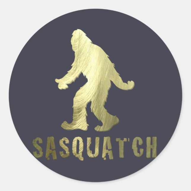 Pegatina Redonda Dorado Sasquatch (Anverso)