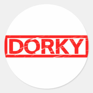 Pegatina Redonda Dorky Stamp