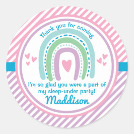 Pegatina Redonda Dormir Bajo Medio Dormido Sobre El Arcoiris