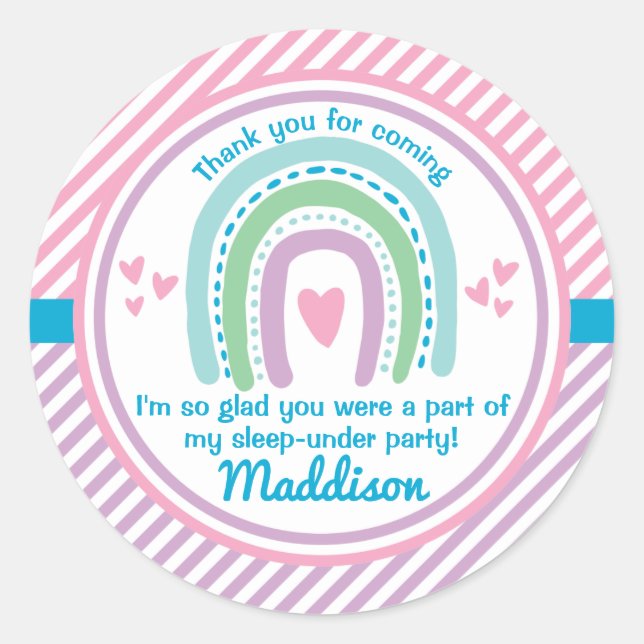 Pegatina Redonda Dormir Bajo Medio Dormido Sobre El Arcoiris (Anverso)