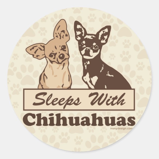 Pegatina Redonda Dormir Con Chihuahuas (Anverso)