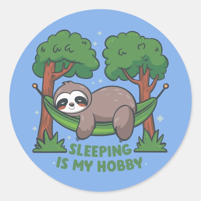 Pegatina Redonda Dormir es mi hobby (Anverso)