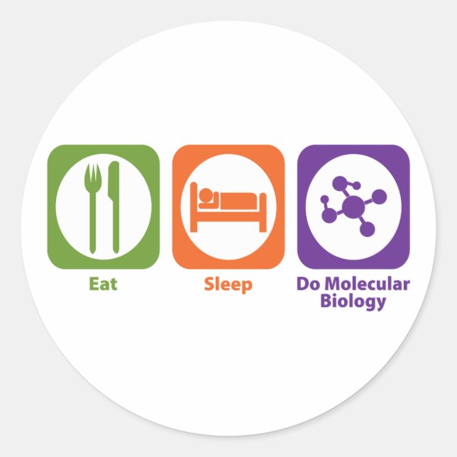 Pegatina Redonda Dormir hace biología molecular (Anverso)