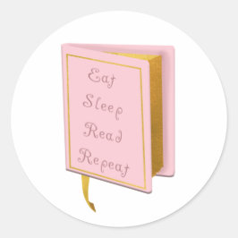 Pegatina Redonda Dormir Leer Reapear Literatura Lover Lover Pink