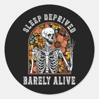 Pegatina Redonda Dormir sin vida es divertido Escrófono Hallowe
