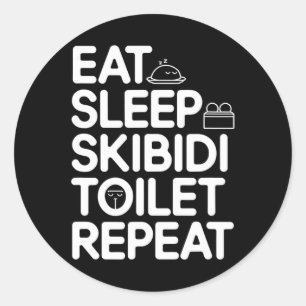 Pegatina Redonda Dormir Skibidi Toilet Repetir Gracioso Meme Vintag