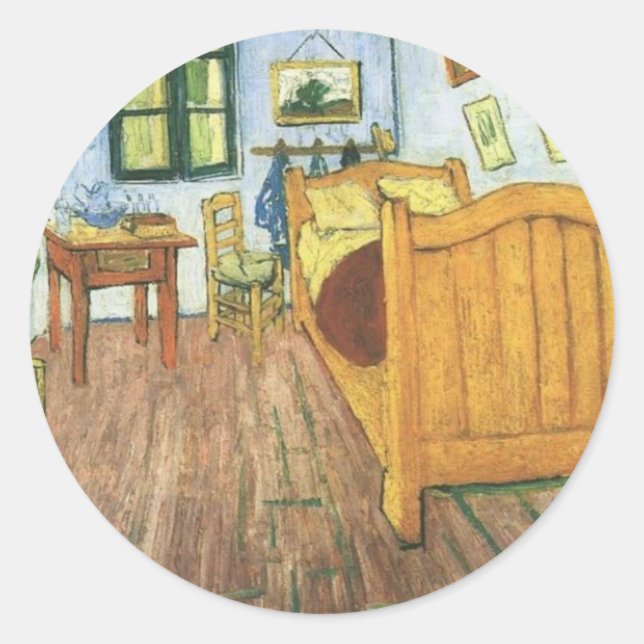 Pegatina Redonda Dormitorio de Van Gogh en Arles (Anverso)