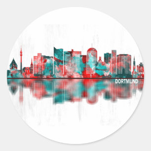 Pegatina Redonda Dortmund Germany Skyline