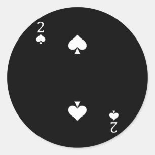 Pegatina Redonda Dos (2) De Spades Poker Card Jugando Con Tarjeta