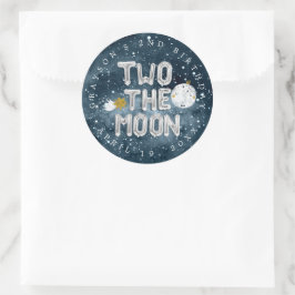 Pegatina Redonda Dos a la Luna | Favor de fiesta de cumpleaños núme