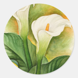 Pegatina Redonda Dos acuarelas de Cala Lilies - Multi