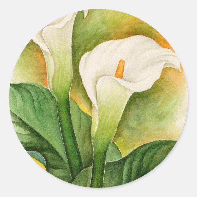 Pegatina Redonda Dos acuarelas de Cala Lilies - Multi (Anverso)
