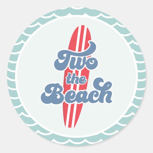 Pegatina Redonda Dos años de playa Surf Beach (Anverso)