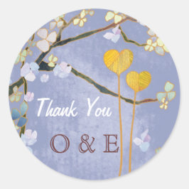 Pegatina Redonda Dos Bodas Azules Gracias